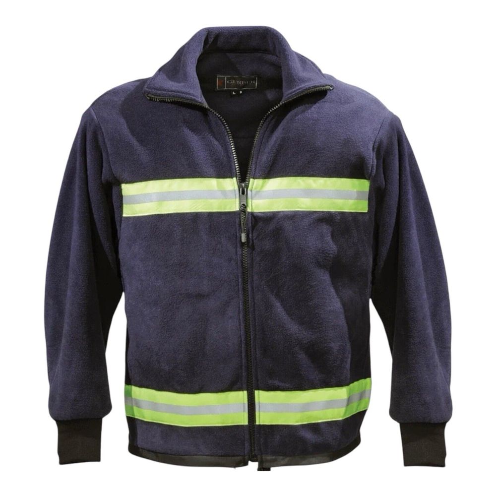 Gerber Regular M Black Fluorescent Neon Green Fleece Full Zip Pockets Jacket